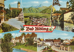 6970- POSTCARD, BAD AIBLING- SPA TOWN, PANORAMA, STREET VIEWS, CANAL, DUCKS, CAR - Bad Aibling