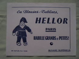 Ancien - Buvard Publicitaire "En Blouses - Tabliers HELLOR - PARIS" - Textile & Clothing