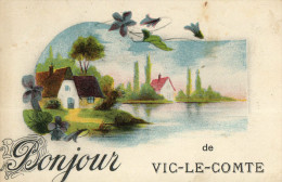 VIC LE COMTE (63) Carte Fantaisie Bonjour De - Vic Le Comte