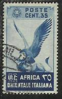 AFRICA ORIENTALE ITALIANA EASTERN ITALIAN AOI 1938 SOGGETTI VARI CENT. 35 USATO USED - Africa Oriental Italiana