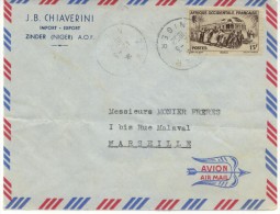 N°40 (AOF) Sur Letre De Zinder Du 12-3-52 Pour Marseille - Storia Postale