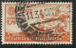 AFRICA ORIENTALE ITALIANA EASTERN ITALIAN AOI 1938 SOGGETTI VARI LIRE 1,75 USATO USED - Italian Eastern Africa