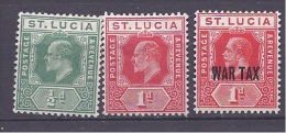 St.Lucia1907-10: Scott57-8 And War Tax Mlh* - St.Lucia (...-1978)