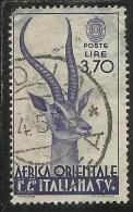 AFRICA ORIENTALE ITALIANA EASTERN ITALIAN AOI 1938 SOGGETTI VARI LIRE 3,70 USATO USED - Afrique Orientale Italienne