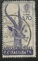 AFRICA ORIENTALE ITALIANA EASTERN ITALIAN AOI 1938 SOGGETTI VARI LIRE 3,70 USATO USED - Africa Orientale Italiana