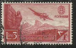 AFRICA ORIENTALE ITALIANA EASTERN ITALIAN AOI 1938 SOGGETTI VARI POSTA AEREA AIR MAIL LIRE 3 USATO USED - Afrique Orientale Italienne