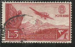 AFRICA ORIENTALE ITALIANA EASTERN ITALIAN AOI 1938 SOGGETTI VARI POSTA AEREA AIR MAIL LIRE 3 USAT0 USED - Afrique Orientale Italienne