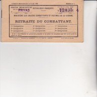 LIVRET DE PAIEMENT DE RETRAITE DU COMBATTANT-DIRECTION DEPARTEMENTALE SECTION DE PRIVAS -1955 - Documents