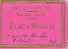 LES LILAS BILLET D´HONNEUR ENSEIGNEMENT SEGAUX - Les Lilas