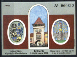 Hungary 2001. Koszeg City Commemorative Sheet Special Catalogue Number: 2001/19. - Feuillets Souvenir