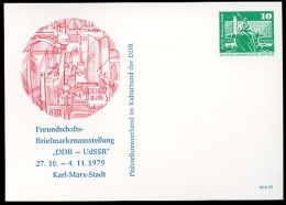 DDR PP16 D2/037 Privat-Postkarte AUSSTELLUNG DDR-UDSSR Karl-Marx-Stadt 1979  NGK 3,00 € - Private Postcards - Mint