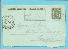 CARTE-LETTRE / KAARTBRIEF Met Stempel BRUXELLES, Met Treinstempel (ambulant) BRUXELLES-BRUSSEL-HERBESTHAL - Cartes-lettres