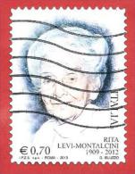 ITALIA REPUBBLICA USATO - 2013 - Anniversario Della Morte Di Rita Levi-Montalcini - € 0,70 - S. 3439 - 2011-20: Oblitérés
