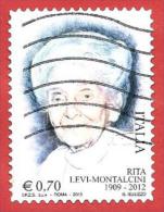 ITALIA REPUBBLICA USATO - 2013 - Anniversario Della Morte Di Rita Levi-Montalcini - € 0,70 - S. 3439 - 2011-20: Afgestempeld