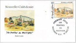 NOUVELLE CALEDONIE- " SAINT LOUIS " DE JANINE GOETZ - 1991 - FDC Peintres Du Pacifique. - FDC