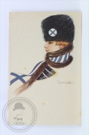 WWI Illustrated Postcard - Pin Up Girl With Finland Flag Scarf & Hat - Art Deco Style Beautie - Signed By Giovanni N - Nanni