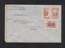 Greece Cover Athens To London Overprints - Cartas & Documentos