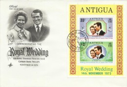 Antigua 1973 Royal Wedding Miniature Sheet FDC - 1960-1981 Autonomie Interne