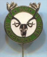 ARCHERY / SHOOTING - Hunting, Slavonski Brod, Croatia, Enamel, Vintage Pin, Badge - Bogenschiessen