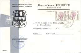 Omslag Enveloppe Gemeente 8720 - KUURNE - 1976 - Briefe