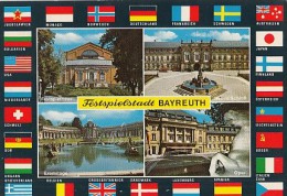 7081- POSTCARD, BAYREUTH- CONCERT HALL, CASTLE, ERMITAGE, OPERA HOUSE, FOUNTAINS, FLAGS - Bayreuth