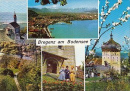 7102- POSTCARD, BREGENZ- BODENSEE LAKE, PANORAMA, CHURCH, FORTRESS RUINS, COSTUMES - Bregenz