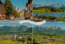 7126- POSTCARD, KITZBUHEL- WINTER SPORTS TOWN, STREET, PANORAMA, LAK, BOATS, CAR - Kitzbühel