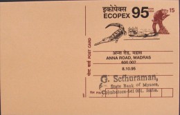 ECOPEX 95 India 1995 Medicine Environment Ambiente Crocodile MEDICINA Cancel - Milieuvervuiling