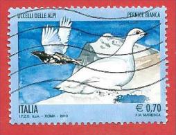 ITALIA REPUBBLICA USATO - 2013 - Uccelli Delle Alpi - Pernice Bianca - € 0,70 - S. 3453 - 2011-20: Oblitérés