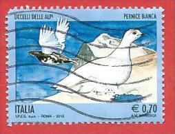 ITALIA REPUBBLICA USATO - 2013 - Uccelli Delle Alpi - Pernice Bianca - € 0,70 - S. 3453 - 2011-20: Afgestempeld