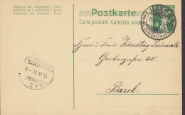 Switzerland Postal Stationery Ganzsache Entero 5 C Tellknabe LUZERN Zürichstrasse 1911 To BASEL (2 Scans) - Postal Stationery