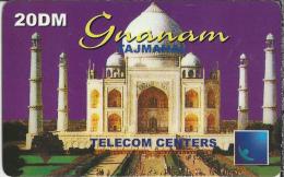 Telefoonkaart.- Duitsland. Telecom Centers. Gnanam. 20 DM. Taj Mahal - Tâdj-Mahal, Wit Marmeren Mausoleum In Agra. - GSM, Voorafbetaald & Herlaadbare Kaarten