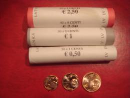 Free Ship 1 + 2 + 5 Euro Coin - Cent - 3 / Rolls / Rolle - 150 Coins / Münzen Lettland Lettonia Latvia 2014 - Letland