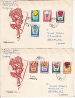 Hungary Set Of 2 Covers To Halifax, NS Scott #1465-#1472 Set Of 8 Roses, Emblem 8th World Youth Festival - Covers & Documents