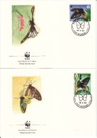 Papua New Guinea Set Of 4 FDCs Scott #697-#700 Queen Alexandra's Birdwing Butterfly - World Wildlife Fund - FDC