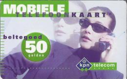 Telefoonkaart.- Nederland. KPN Telecom. Beltegoed 50 Gulden.Vrouw Met Zonnebril Aan De Telefoon. 2 Scans - [3] Tarjetas Móvil, Prepagadas Y Recargos