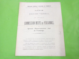 Copie...- Du Proces Verbal De La 3eme Sceance De La Commission Mixte Du Personnel En 1910 - Unclassified
