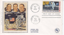 U S, First Man On The Moon, Fdc Soie 1969, Tres Belle - Nordamerika