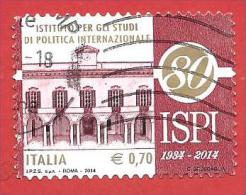 ITALIA REPUBBLICA USATO - 2014 - 80º Ann. Fondazione Istituto Studi Politica Internazionale - ISPI - € 0,70 - S. 3468 - 2011-20: Afgestempeld