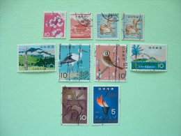 Japan 1955/64 Birds Stork Ducks Flowers Temple Mountain Palm Tree Apple Wheat Cattle Torch - Gebruikt