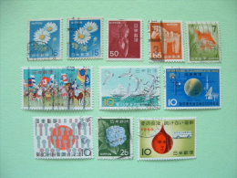 Japan 1965/66 Flowers Buddha Horse Toy Fish Flags Birds Telecomunication Blood Bus - Oblitérés