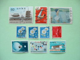 Japan 1966/67 Temple Sport Gymnastics Painting Woman Costume Flowers Buddha Satellite Chemistry House - Oblitérés