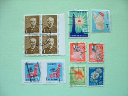 Japan 1967/68 Birds Storks Year Rooster Tower Star Postal Code (2 Different Stamps) Flowers Fish - Oblitérés