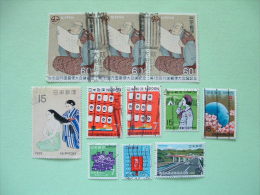 Japan 1969/70 Paintings Man Reading Letter Nude Woman Comb Hairs Scouts Flowers Postal Code Raod Bridge Map - Oblitérés