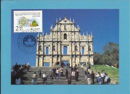 MACAU - RUINAS DE S. PAULO - BPL 003 - MACAO - CHURCH - PORTUGAL - 2 SCANS - CARTE MAXIMUM - MAXICARD - Cartoline Maximum