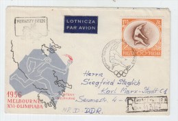 Poland/Germany OLYMPIC GAMES AIRMAIL COVER 1956 - Verano 1956: Melbourne