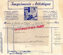 81- LAVAUR - BELLE FACTURE IMPRIMERIE ARTISTIQUE- 4 PLACE TRIBUNAL ET 14 RUE DU PALAIS- 1940 - Druck & Papierwaren