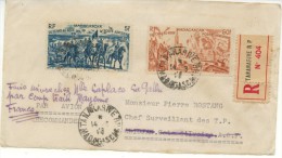 N°PA66+71 Sur Lettre  Rec. De Tananarive Pour Abidjan Puis Couptrain (Mayenne) - Storia Postale