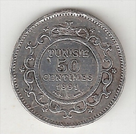 Tunesia  50 Centimes 1891 A   Km 223 - Tunisia