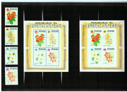 Burundi - 982/985 + BL129/129A - Fleurs - 1992 - MNH - Unused Stamps